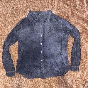 Navy Floral Collared Button Down